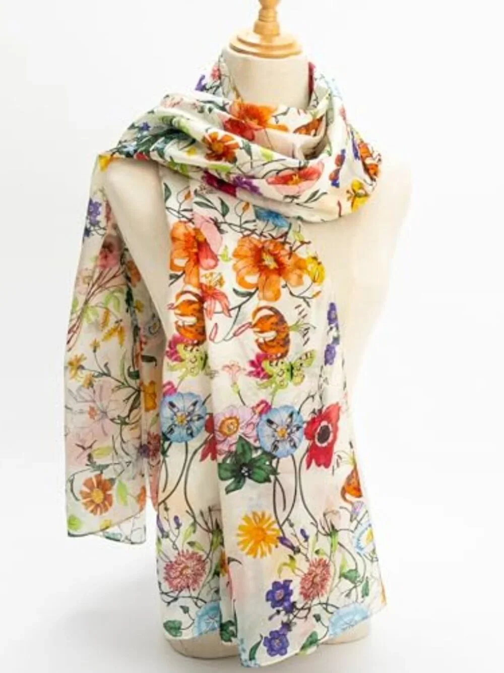 100% Mulberry Silk Large Scarf Wrap, Lightweight Chiffon Feel, 68x43 in